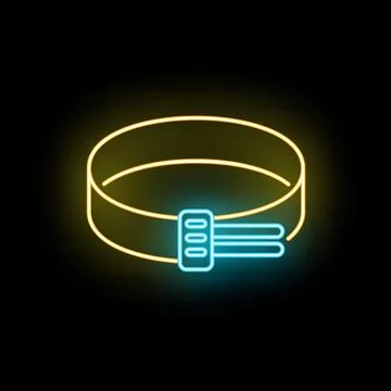 Pet collar glowing neon line vector icon Stock Illustration