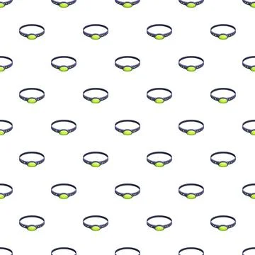 Pet collar pattern with glowing green tag repeating design Stock Illustration