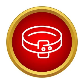 Pet collar simple line icon in red circle Stock Illustration