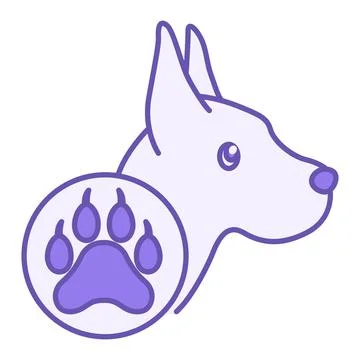 Pet Color Icon. Vector Icon. Dog Head and Animal Paw. Friendly Pets. Pet Pr.. Stock Illustration