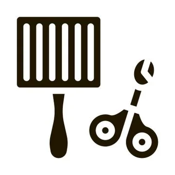 Pet Comb and Scissors Icon Vector Glyph Illustration Stock Illustration