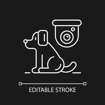 Pet control camera white linear icon for dark theme Stock Illustration