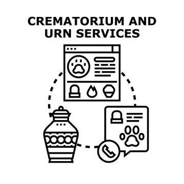 Pet crematorium and urn services concept illustration Stock Illustration