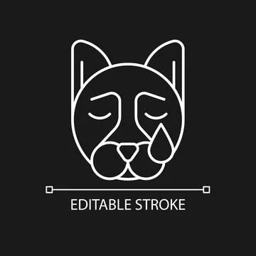 Pet depression white linear icon for dark theme Stock Illustration