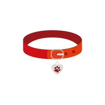 Pet dog or cat red collar with silver medal vector illustration Stock Illustration