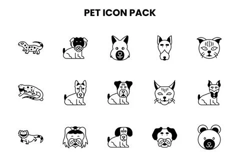 Pet DuoTone Graphics Icons Pack Stock Illustration