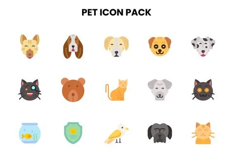 Pet Flat Design Icons Pack Stock Illustration
