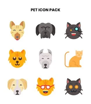 Pet Flat Design Icons Pack Stock Illustration