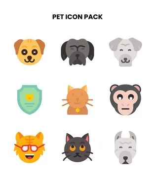Pet Flat Graphics Icons Pack Stockillustratie