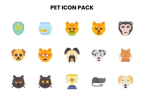 Pet Flat Scalable Icons Pack Stock Illustration