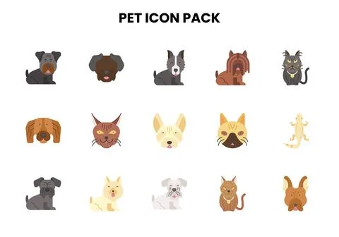 Pet Flat SVG Icons Pack Stock Illustration