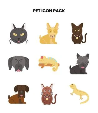Pet Flat UI Icons Pack Stock Illustration