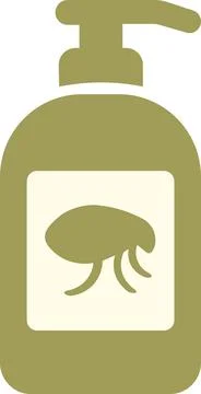 Pet flea shampoo bottle bath treatment icon Stock Illustration