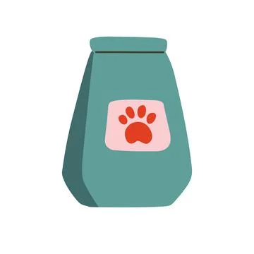 Pet food. Vector illustration. Object isolated on white background, cartoon Stock Illustration