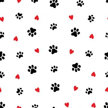 Pet footprint seamless pattern. Pet animal dog, cat footprint background with Illustrazione stock