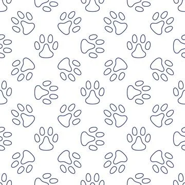 Pet Footprints geometric seamless background - vector Animal Paw Prints patte Stock Illustration