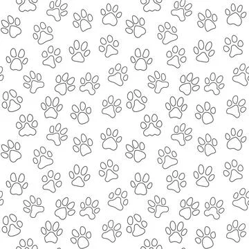 Pet Footprints seamless background - vector Animal Paw Prints line pattern 스톡 일러스트