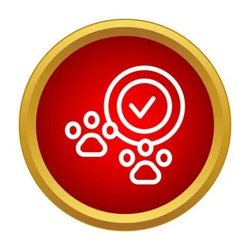 Pet friendly allowed paw prints check mark icon Stock Illustration