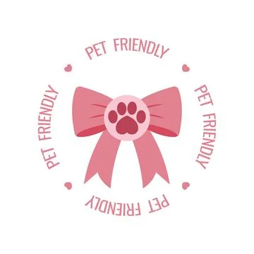 Pet friendly design with a paw print and bow ribbon. Isolated on white Stock Illustration
