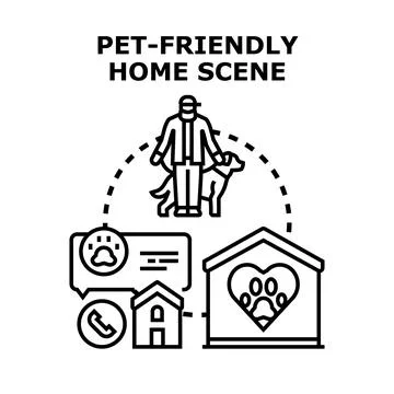 Pet friendly home environment concept with dog walking Stock Illustration