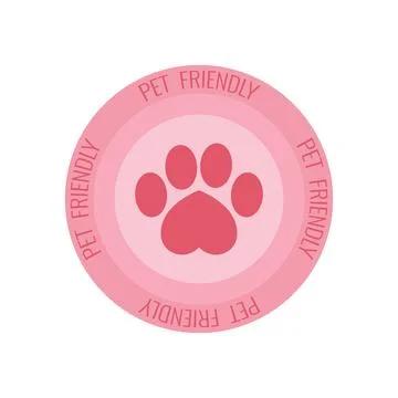 Pet friendly label with a paw print. Pet friendly logo design Stock Illustration