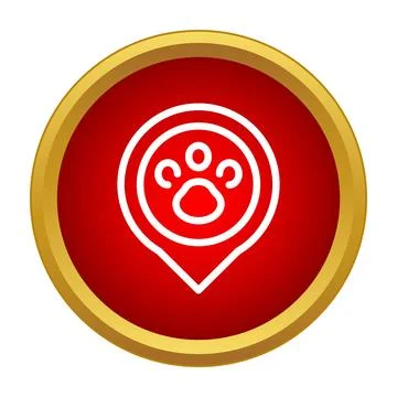 Pet friendly location icon showing paw print on map pin イラスト素材