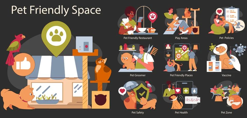 Pet Friendly Space. Flat Vector Illustration Stock Illustration