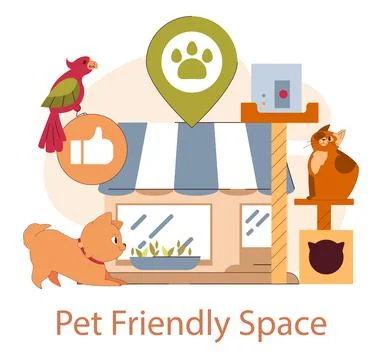 Pet Friendly Space. Flat Vector Illustration Stock Illustration