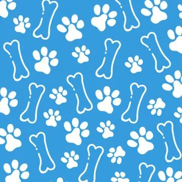 Pet Hand draw doodle background with cat or dog paws. Stock Illustration