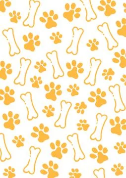 Pet Hand draw doodle background with cat or dog paws. Stock Illustration