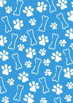 Pet Hand draw doodle background with cat or dog paws. Stock Illustration