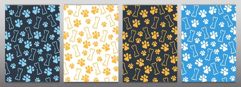 Pet Hand draw doodle background with cat or dog paws. Stock Illustration