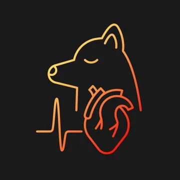 Pet heart disease gradient vector icon for dark theme Stock Illustration