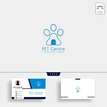 Pet Home or store creative logo template with business card Stock Illustration
