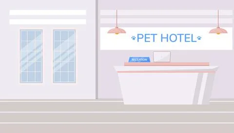 Pet hotel flat color vector illustration Stock Illustration