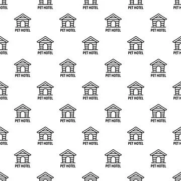 Pet hotel icon pattern showing animal boarding care Stock Illustration
