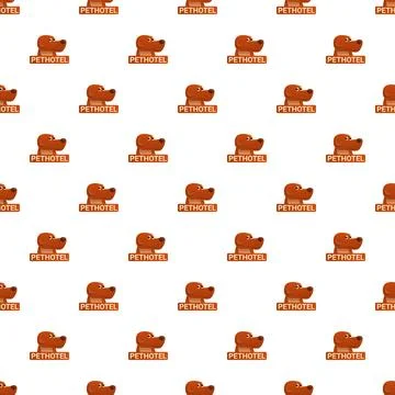 Pet hotel pattern with brown dog head logo Stock Illustration