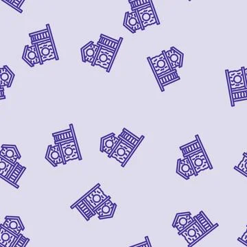Pet house hamster line vector seamless pattern Stock Illustration