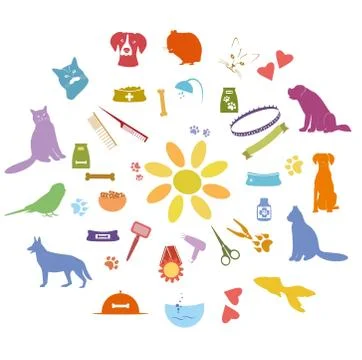 Pet icons vector set Stock Illustration