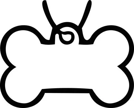 Pet identification bone tag line art icon Stock Illustration