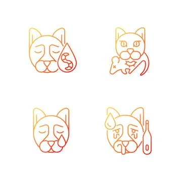 Pet infections gradient linear vector icons set 스톡 일러스트