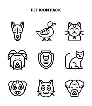 Pet Line Graphics Icons Pack Stock Illustration