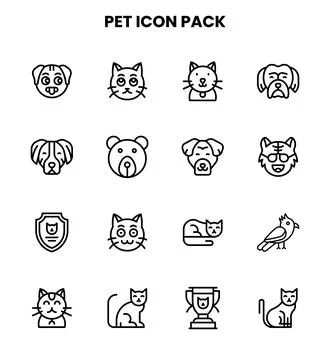 Pet Line Icons Pack Stock Illustration