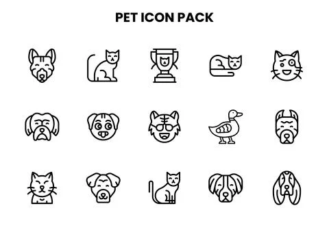 Pet Line Icons Pack Stock Illustration