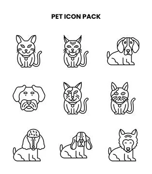 Pet Line Scalable Icons Pack Stock Illustration