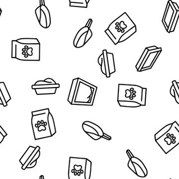 Pet Litter Accessory Vector Seamless Pattern Stock Illustration