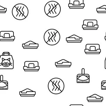 Pet Litter Accessory Vector Seamless Pattern Stock Illustration