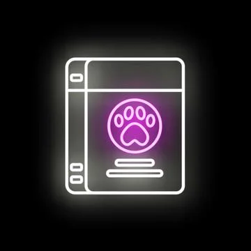 Pet medical record document neon glowing icon Stock Illustration