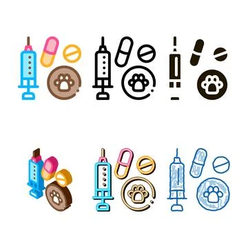 Pet medicaments types icon vector outline Stock Illustration