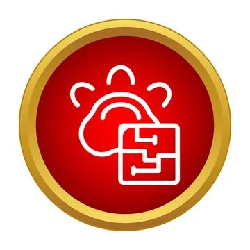 Pet microchip tracking icon with animal paw Stock Illustration